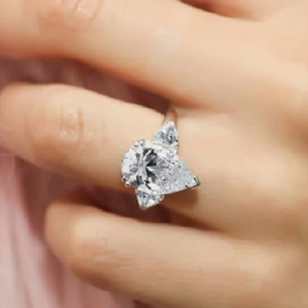 Berricle Sterling Silver 3 Stone Statement Ring - Picture 3 of 6